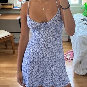 blue and white floral urban dress